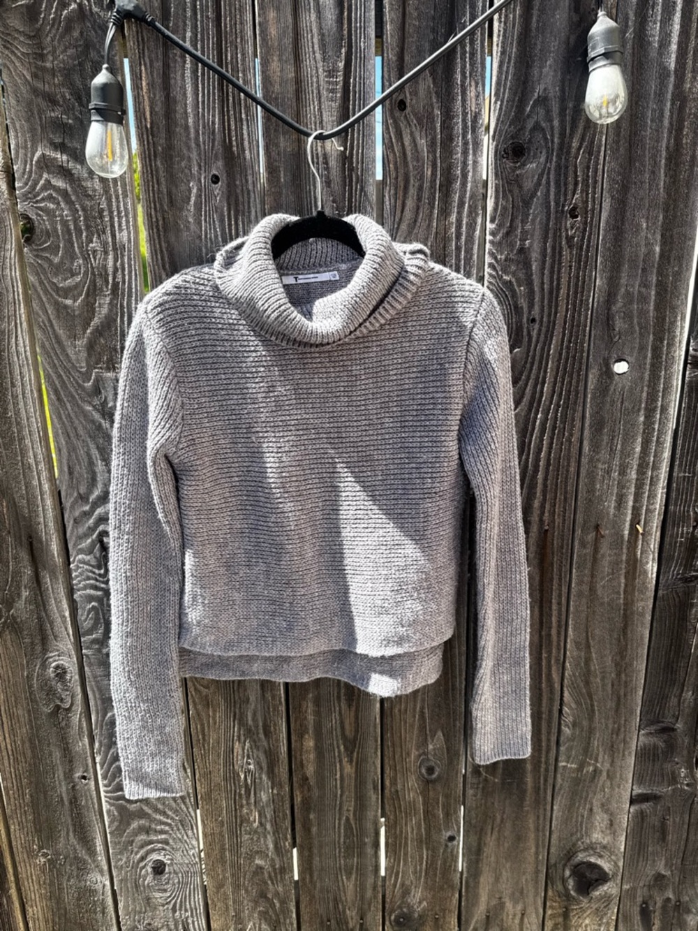 T Alexander Wang Chunky Knit Wool Crowl Neck Sweater Size Small Light grey